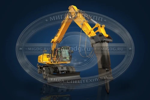 Колесный экскаватор Hyundai R180W-9S с гидромолотом Delta F-10