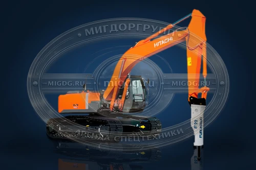 Гусеничный экскаватор Hitachi ZX250LCN-3 с гидромолотом Delta F-20S