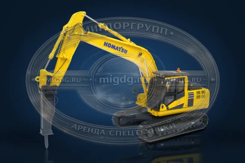 Гусеничный экскаватор Komatsu PC350LC-8 с гидромолотом Delta F-35S