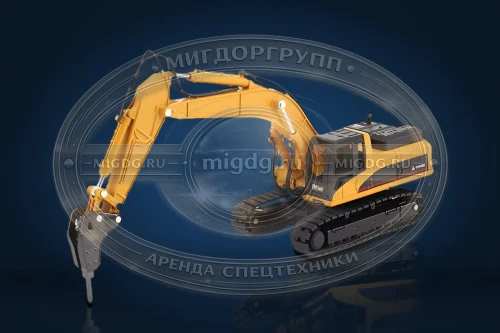 Гусеничный экскаватор Hyundai R480LC-9 с гидромолотом Delta F-45